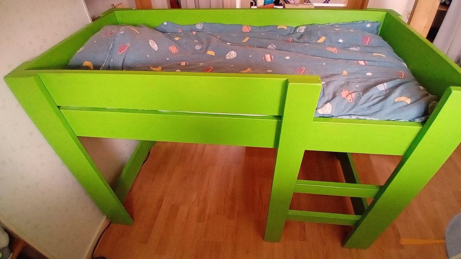Felgroene halfhoogslaper! 70x150, Ophalen, Gebruikt, 70 tot 85 cm, Matras