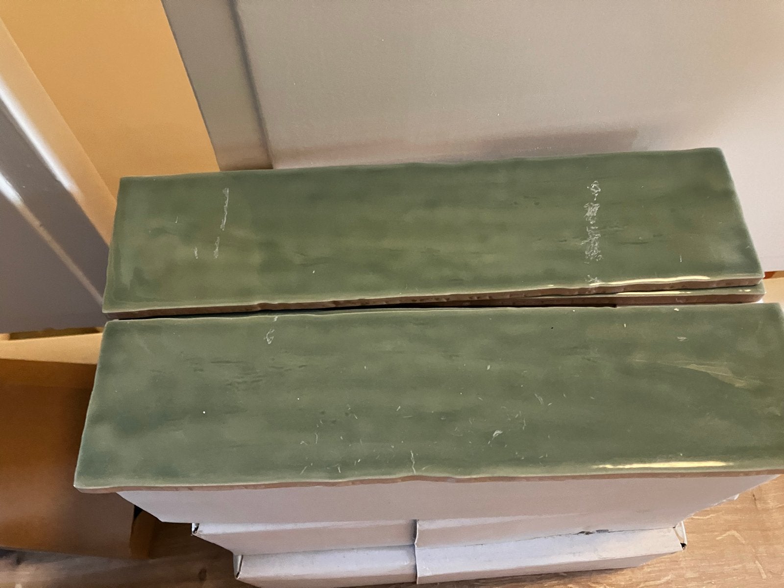 Nieuwe groene wandtegels 7,5x30 cm - Life Handmade Glossy, Ophalen, Nieuw, Minder dan 20 cm, 20 tot 40 cm