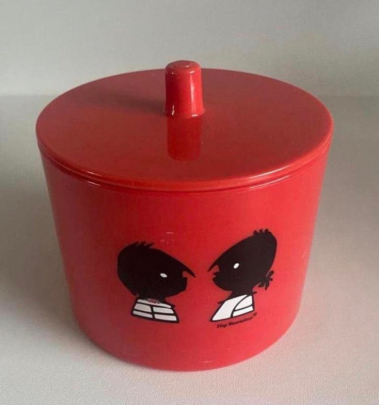 Rood kunststof potje met deksel van Jip en Janneke., Verzamelen, Ophalen of Verzenden, Zo goed als nieuw