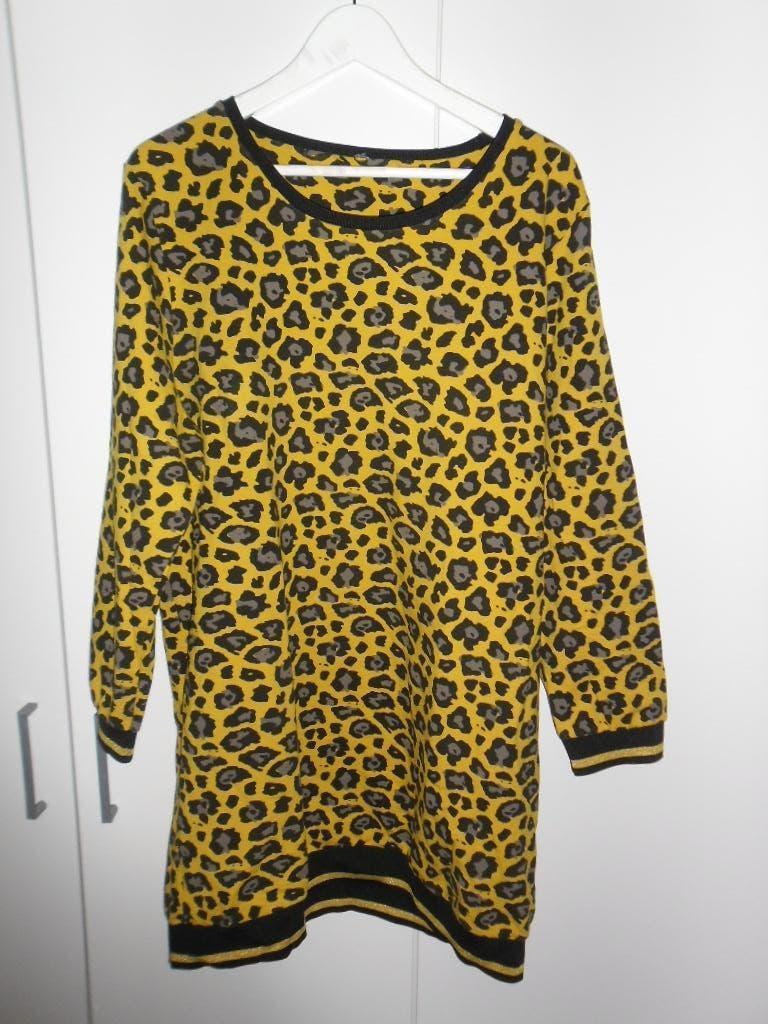 Miss Etam Okergele Trui/Jurk Met Panter Print Maat 46, Geel, Maat 46/48 (XL) of groter, Ophalen of Verzenden, Zo goed als nieuw
