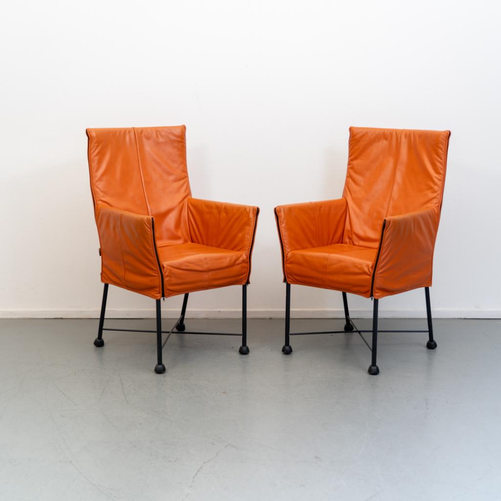 8 Als nieuwe Montis Chaplin stoelen oranje leer, Niet ingevuld, Niet ingevuld, Leer, Ophalen of Verzenden