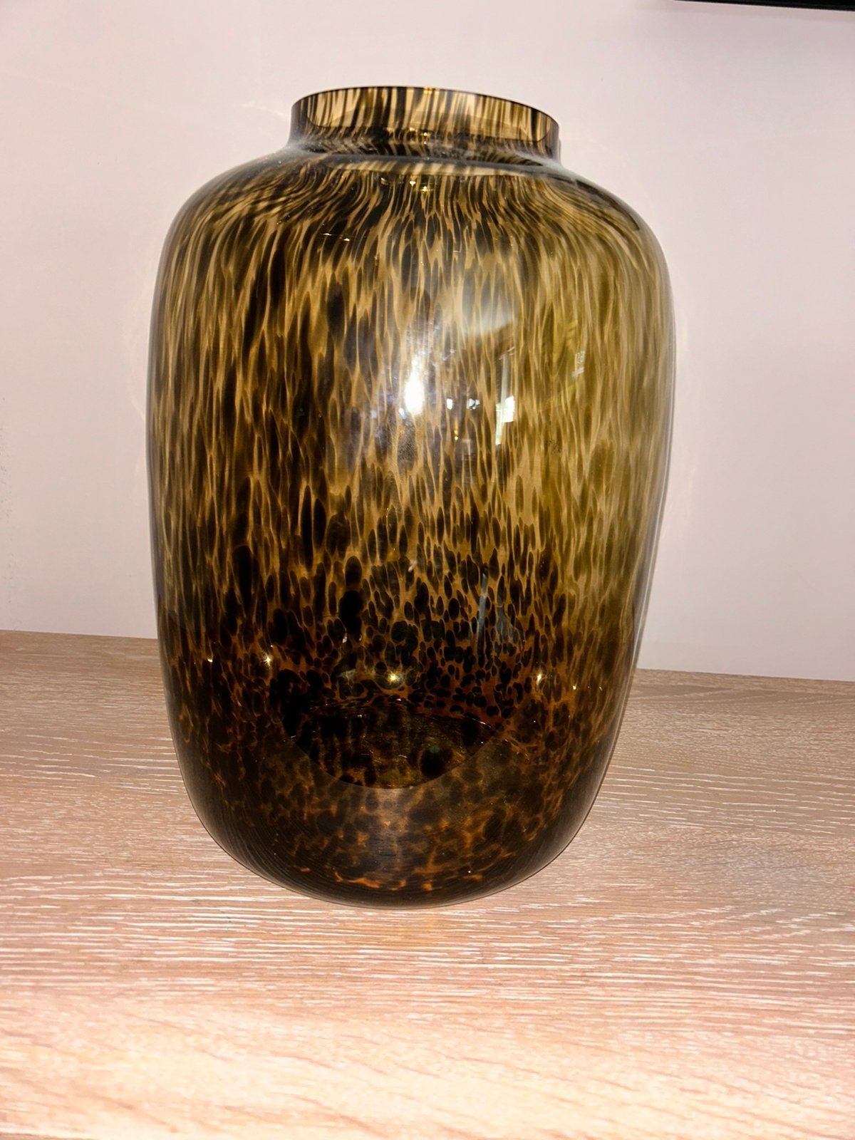 Zwart bruine panter vaas, Ophalen, Zwart, Minder dan 50 cm, Glas