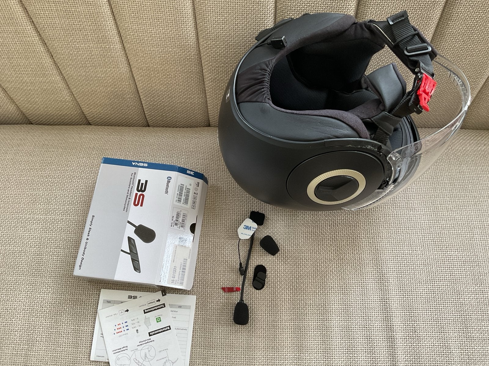 Shark Jethelm met Sena 3S Bluetooth Headset - Maat L, Motoren, Heren, Jethelm, Shark, Ophalen of Verzenden