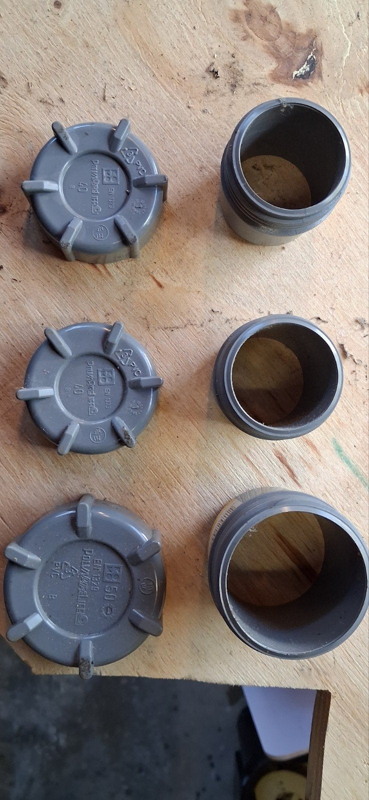 3 PVC afsluiters voor afvoer - 40mm en 50mm, Ophalen of Verzenden, Nieuw