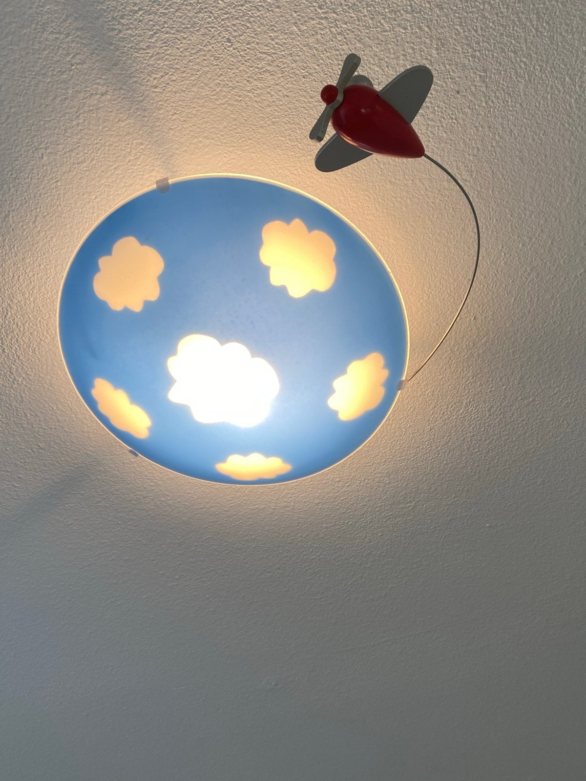 Plafonnière / plafonlamp met Wolken voor Kinderkamer, Blauw, Ophalen of Verzenden, Gebruikt, Lamp