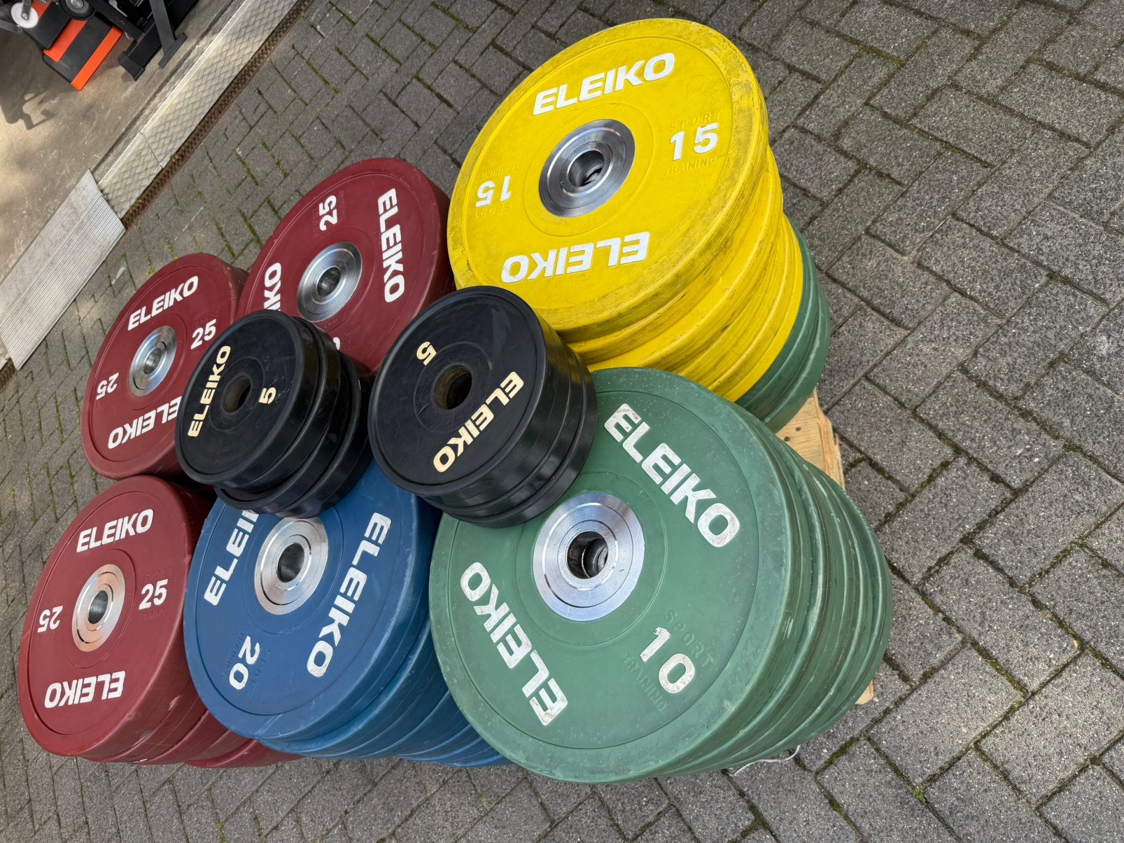 1000kg Eleiko Bumperplates, Ophalen, Gebruikt, Halterschijven