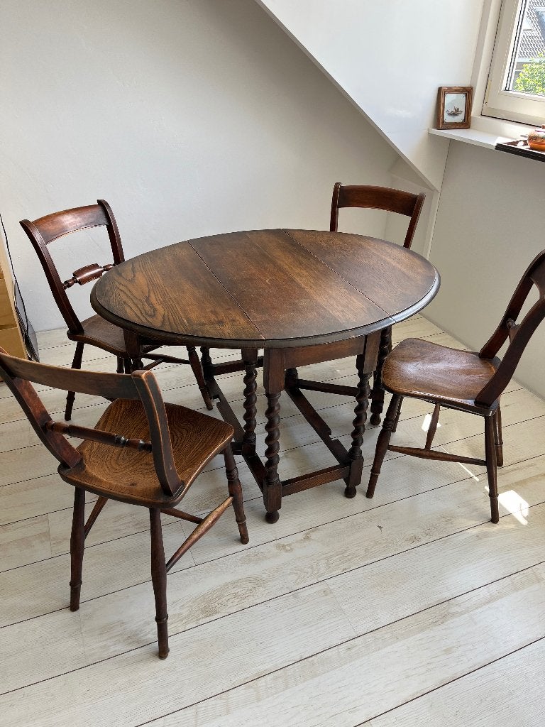 Antieke Engelse eiken tafel, Huis en Inrichting, Tafels | Eettafels, Ophalen, Gebruikt, Eikenhout, 50 tot 100 cm