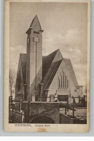 Veenendaal Juliana kerk, Ophalen of Verzenden, 1920 tot 1940, Ongelopen, Utrecht