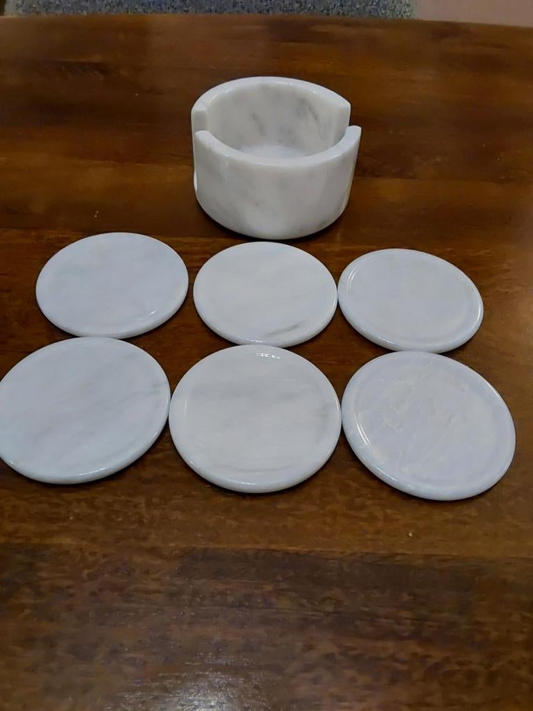 Marmeren Onderzetters Set met Houder, Huis en Inrichting, Woonaccessoires | Onderzetters, Ophalen of Verzenden, Nieuw, Glas of Kopje