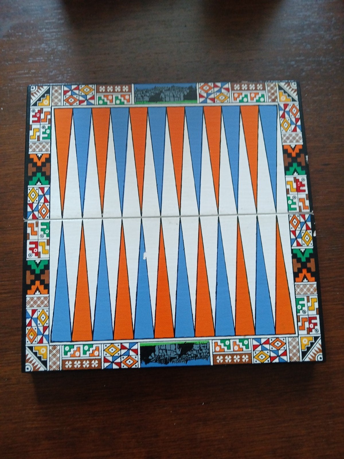 Handgemaakt Peruaans Backgammon spel - Hout, Een of twee spelers, Ophalen of Verzenden, Gebruikt, Reisspel