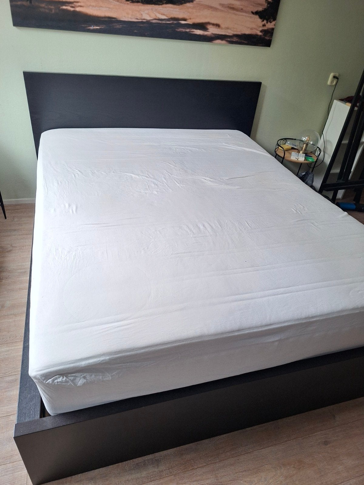 ikea malm bed 160x200 met lattenbodems en lades, Ophalen, Zwart, Tweepersoons, Zo goed als nieuw
