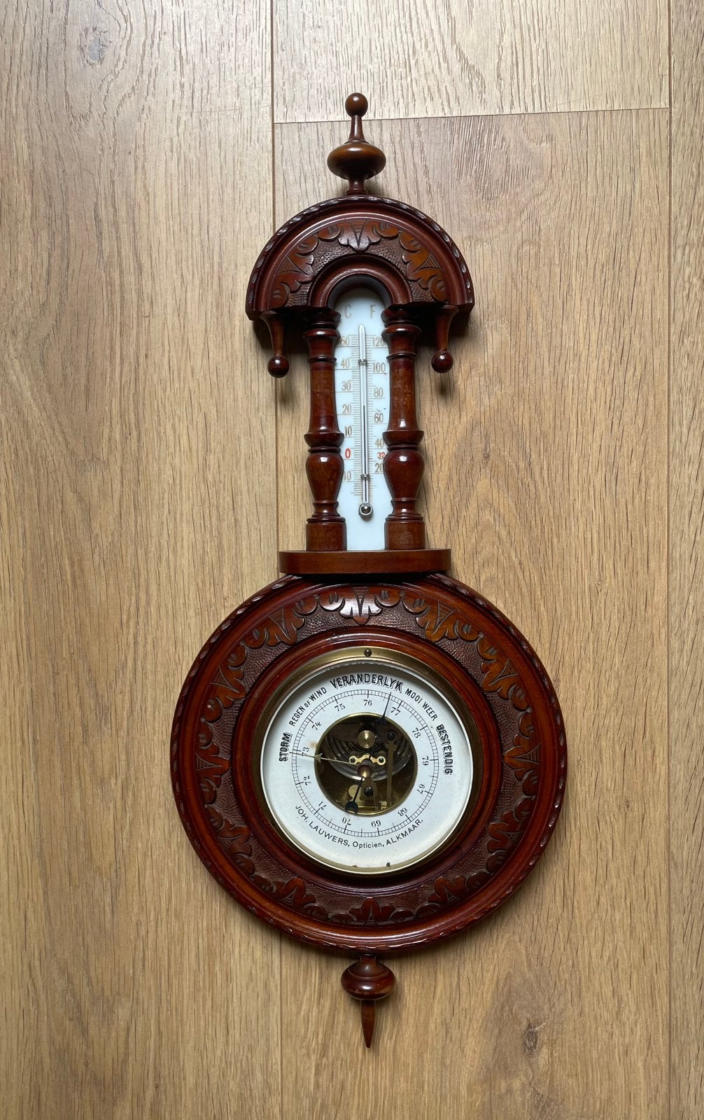 Antieke barometer Joh. Lauwers Alkmaar, Ophalen of Verzenden, Gebruikt