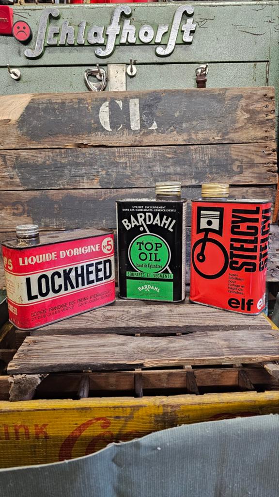 3 olieblikken lockheed bardahl en stelcyl, Verzamelen, Ophalen of Verzenden, Overige