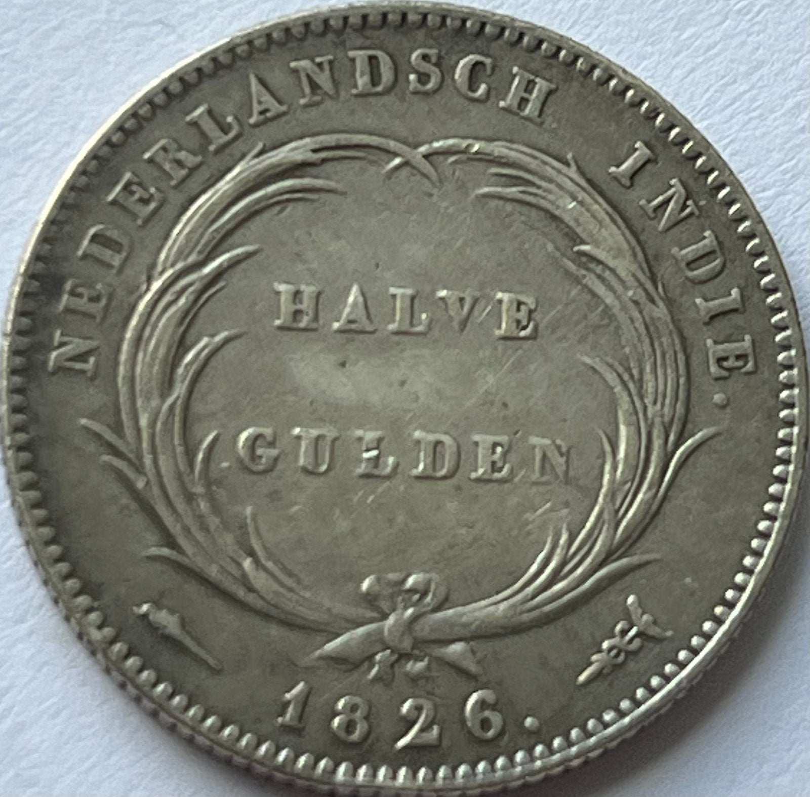 Nederlands-Indië zilveren halve gulden 1826, Ophalen of Verzenden, Koning Willem I, Losse munt, Zilver