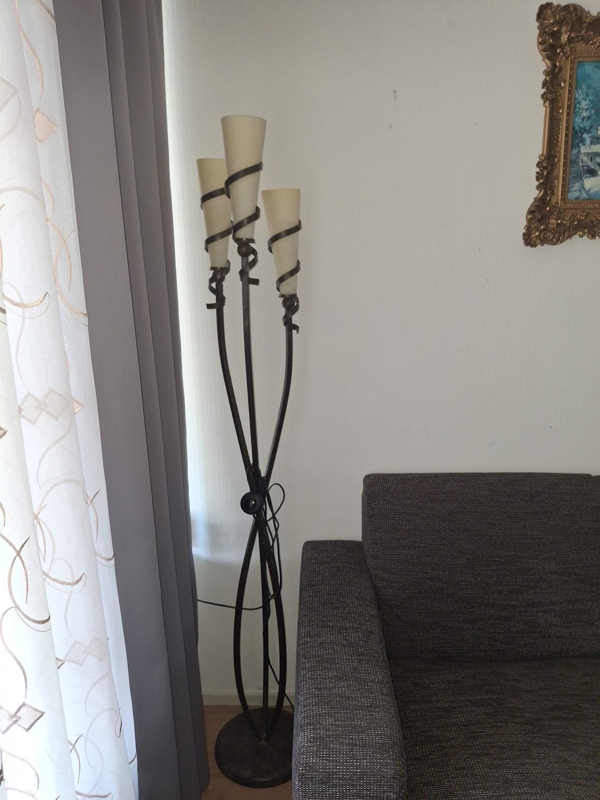 Elegante staande lamp met 3 lichtpunten, Ophalen, Gebruikt, Overige fittingen, Metaal