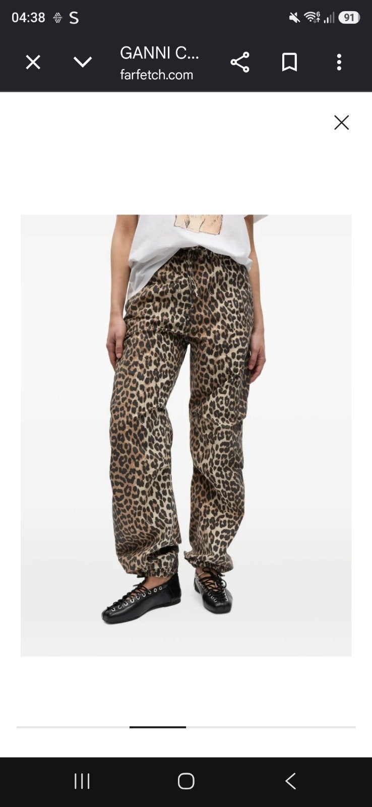 Ganni luipaardprint broek maat 38/M, z.g.a.n., Maat 38/40 (M), Ganni, Zo goed als nieuw, Lang