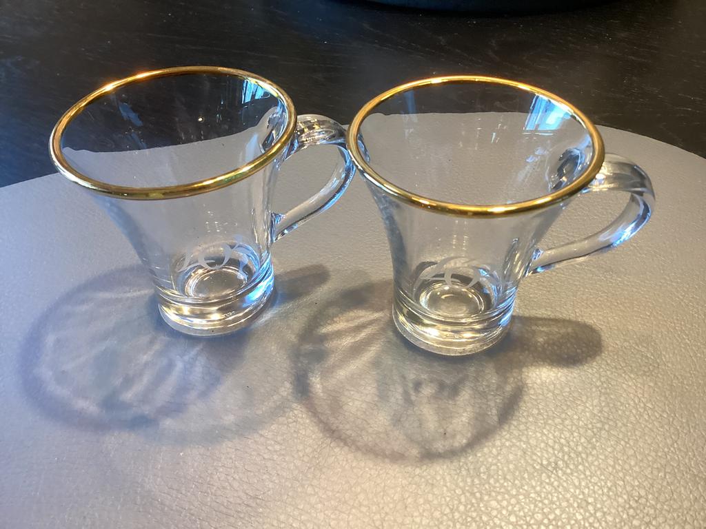 L,OR glazen Espresso koffie koojes met gouden rand, Ophalen of Verzenden, Zo goed als nieuw, Overige typen