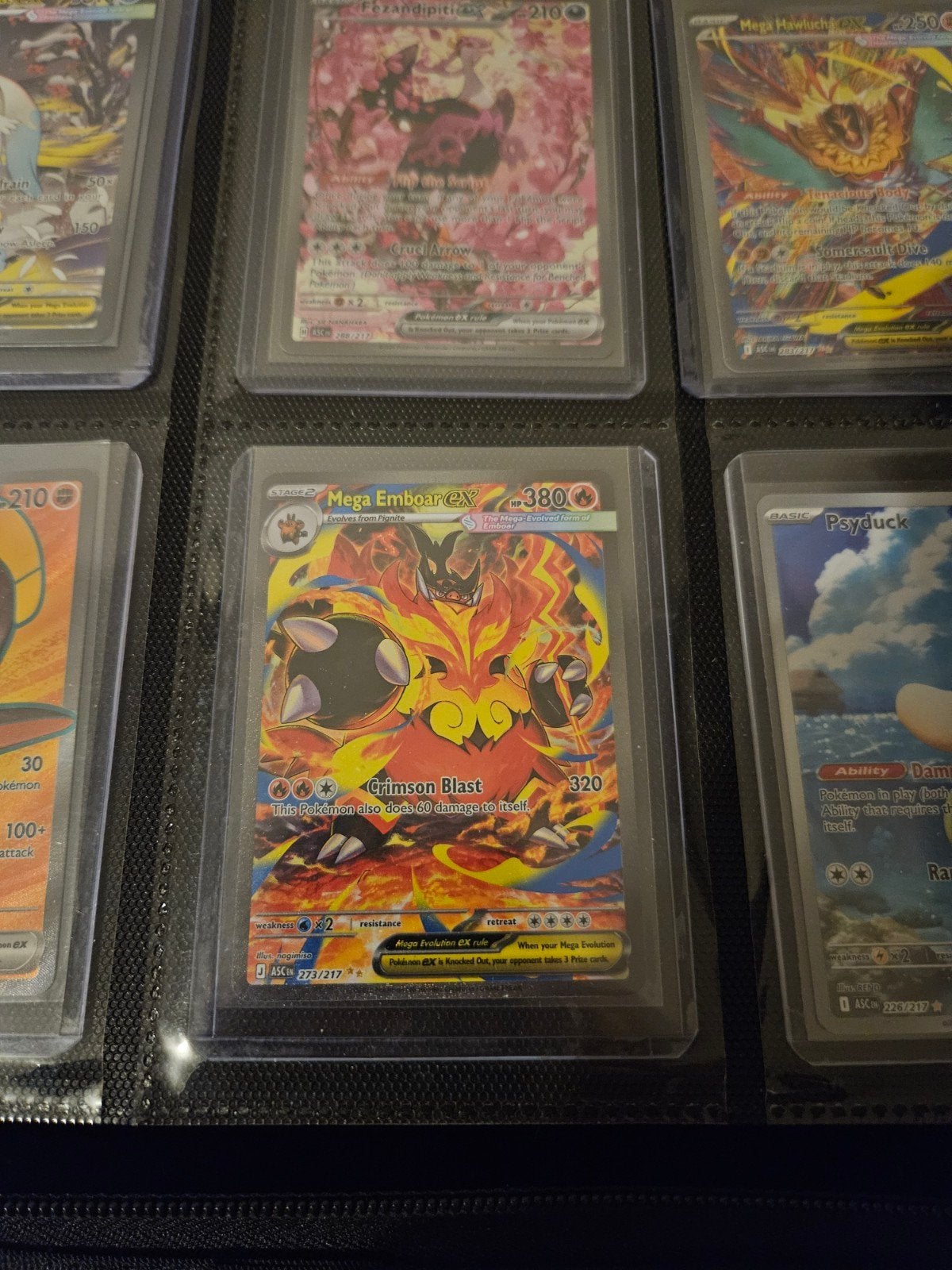 Pokemon Mega Emboar ex 273/217 Ascended Heroes, Ophalen of Verzenden, Zo goed als nieuw, Losse kaart, Foil