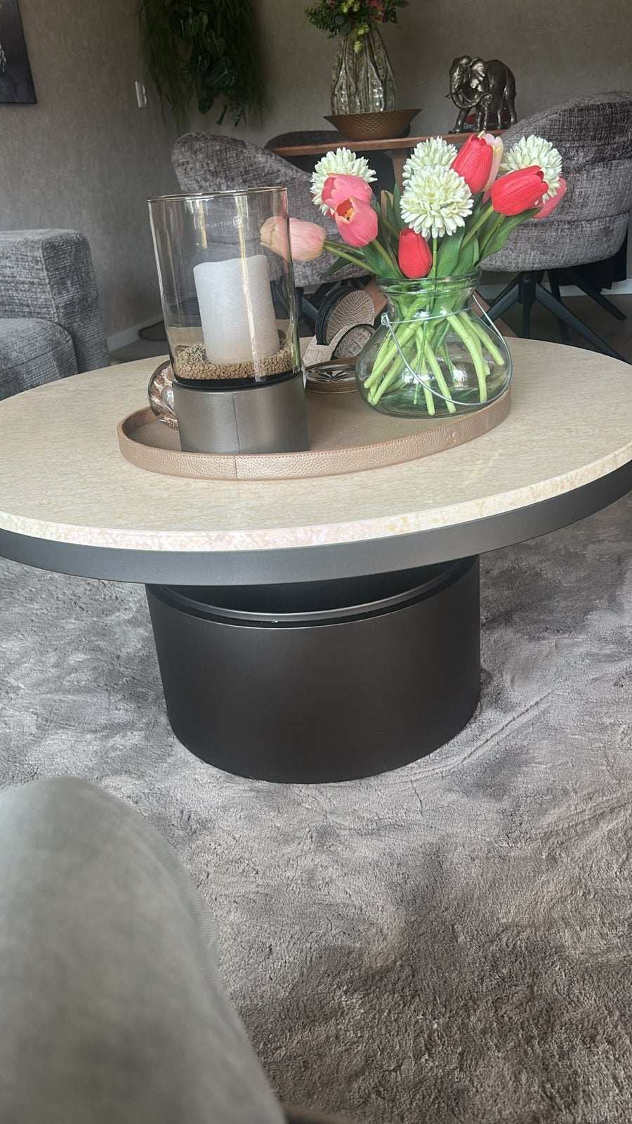 PMTD Salontafel Marmer 90 cm - Hotel Chique, Ophalen, Overige materialen, Rond, 50 tot 100 cm