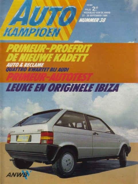 Autokampioen 38 1984 : Audi 90 - Opel Kadett E - Seat Ibiza, Ophalen of Verzenden, Gelezen, Algemeen