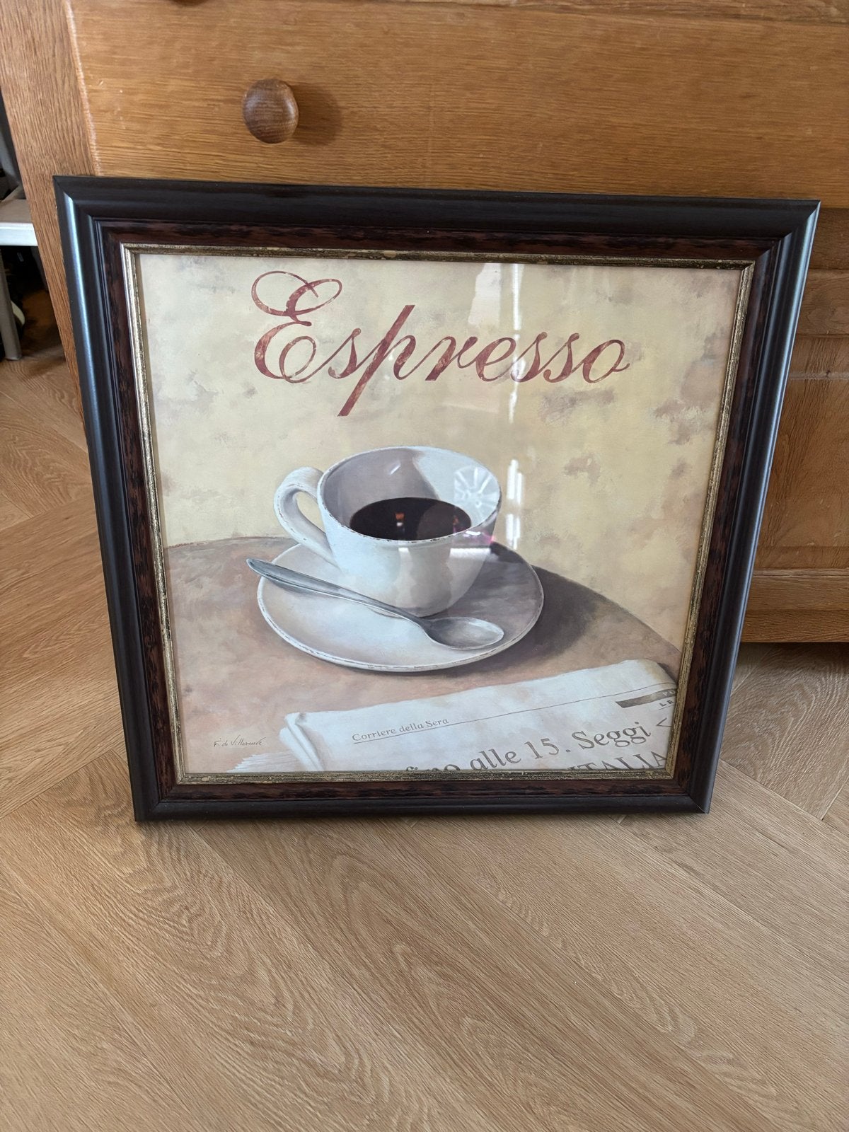 Ingelijste Espresso Print - Koffie Kunst aan de Muur, Ophalen, 50 – 75, 50 tot 75 cm, Print