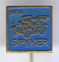 Spyker 1904 blauw op koper auto speldje ( D_040a ), Verzamelen, Verzenden, Gebruikt, Transport, Speldje of Pin