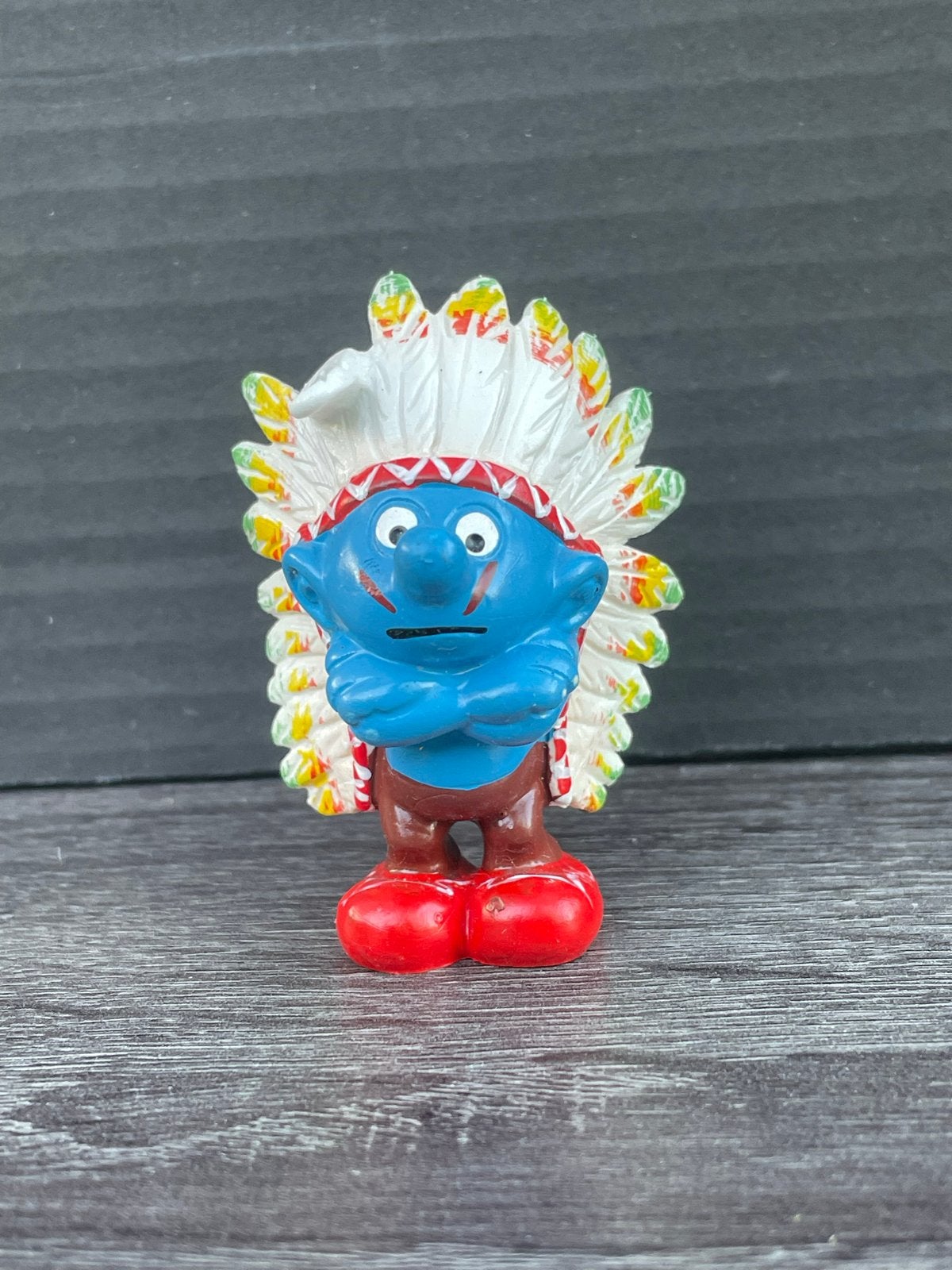 Smurf Indiaan Figuurtje - Vintage Smurfen Collectible, Ophalen of Verzenden, Gebruikt, Overige Smurfen, Poppetje, Figuurtje of Knuffel