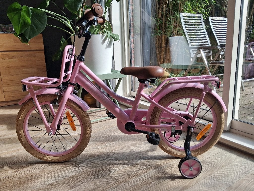 kinderfiets rose, Terugtraprem, Zijwieltjes, Nieuw, Minder dan 16 inch
