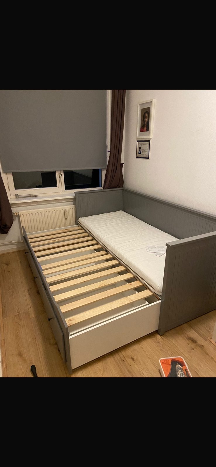 IKEA Hemnes slaapbank / uitschuifbed met 3 opberglades, Ophalen, Stijl, Tweepersoons, 80 cm