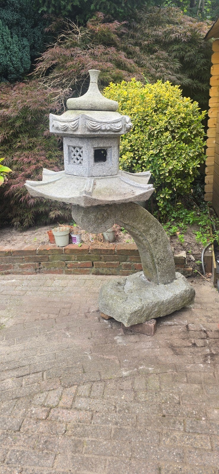 Grote Japanse Stenen Lantaarn Pagode Tuinbeeld, Ophalen of Verzenden, Gebruikt, Steen, Overige typen