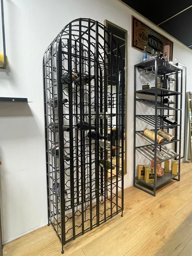 Zwarte stalen wijnkast, showroommodel, 78 flessen, Ophalen, Nieuw, 25 flessen of meer, Metaal