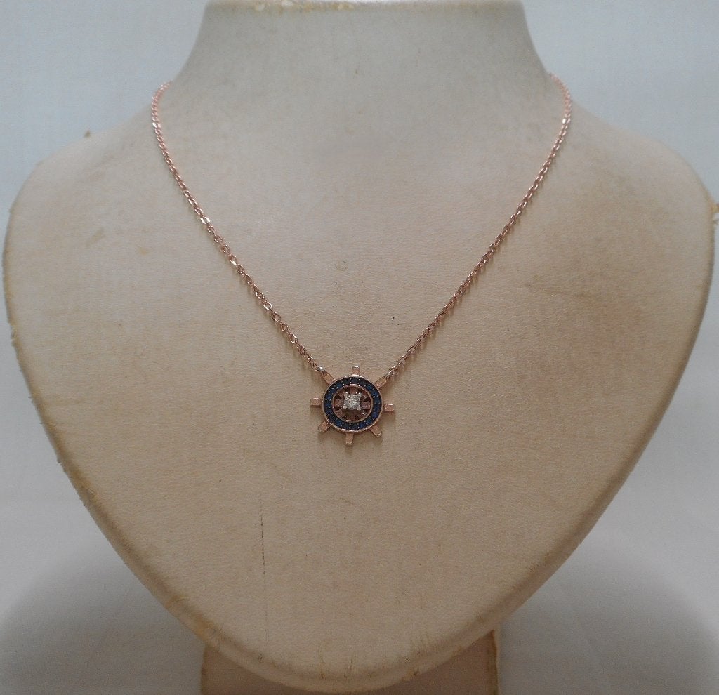 Zilveren ketting met hanger rosé goud verguld nr.1049, Sieraden, Tassen en Uiterlijk, Kettingen, Verstelbaar, Verzenden, Zo goed als nieuw