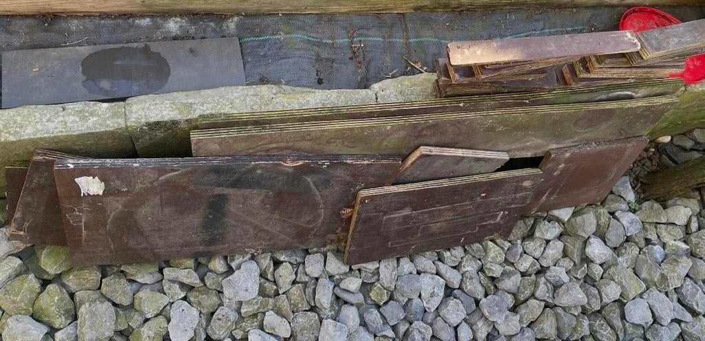 Multiplex houten planken resten beton gieten/isolatie, Geïmpregneerd, Gebruikt, Minder dan 25 mm, Ophalen of Verzenden
