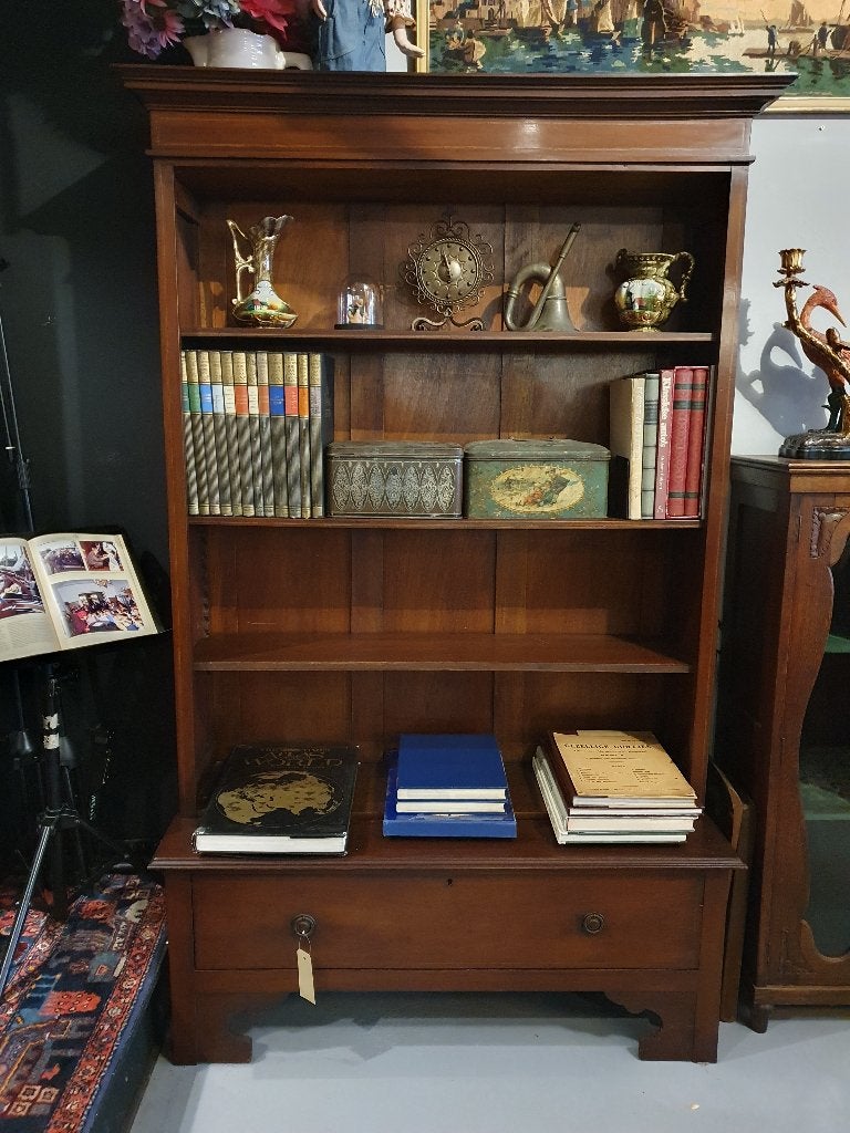 Engelse mahonie boekenkast met lade, ca. 1900, Ophalen