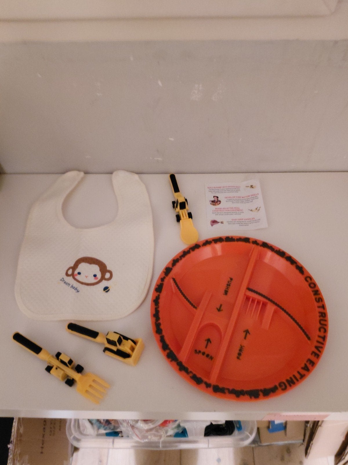 Nieuwe kinder bestekset met bouwplaats bord en slab, Kinderen en Baby's, Ophalen of Verzenden, Nieuw
