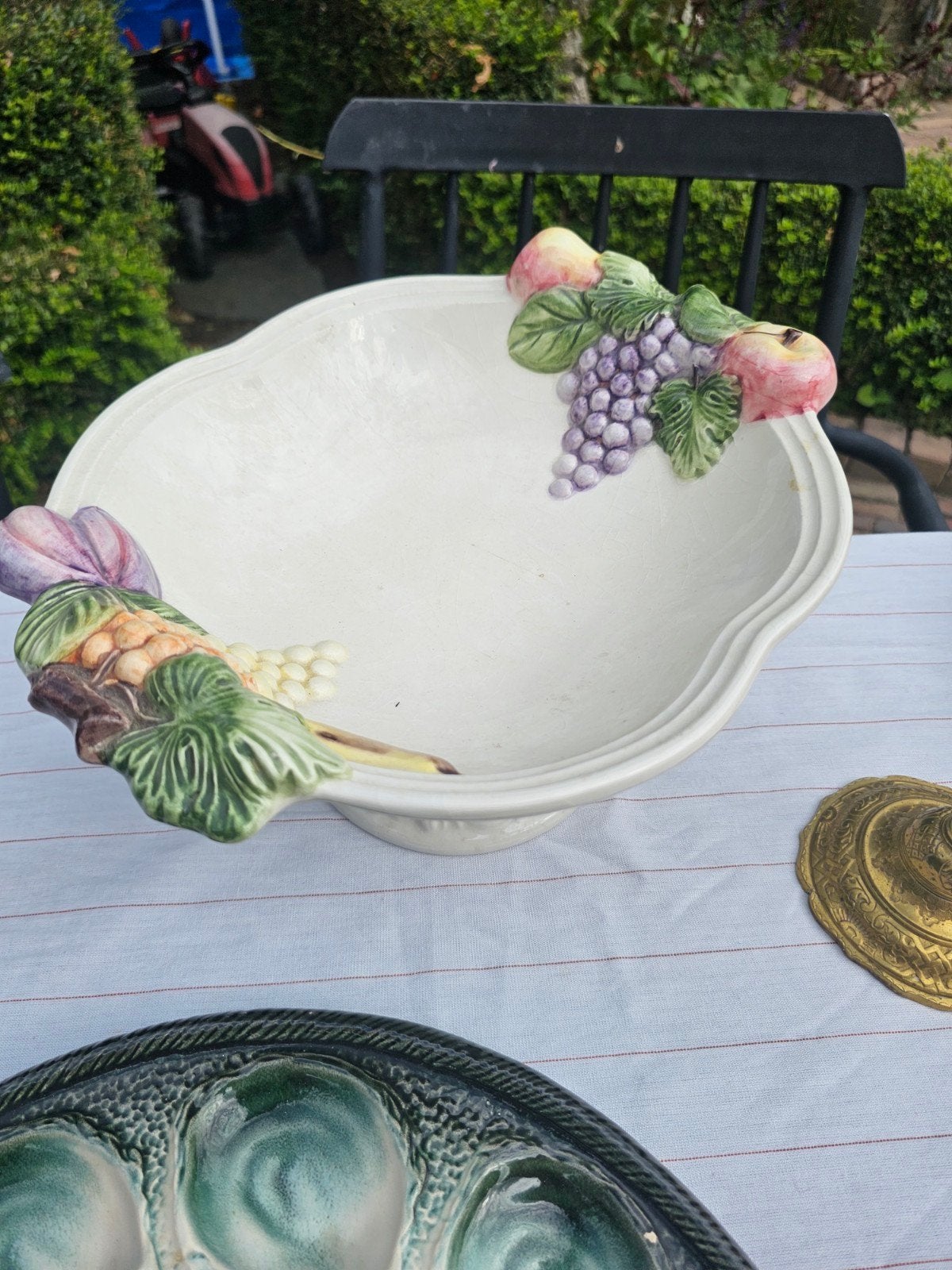 Vintage Fruitschaal op voet - Keramiek, Ophalen of Verzenden