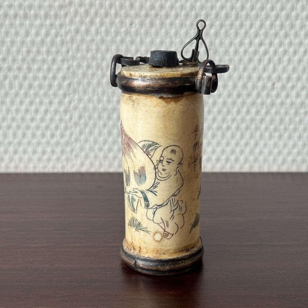 Antieke Japanse Netsuke Opium Pijp, Koper en Been, 19e eeuw, Ophalen of Verzenden, Overige typen