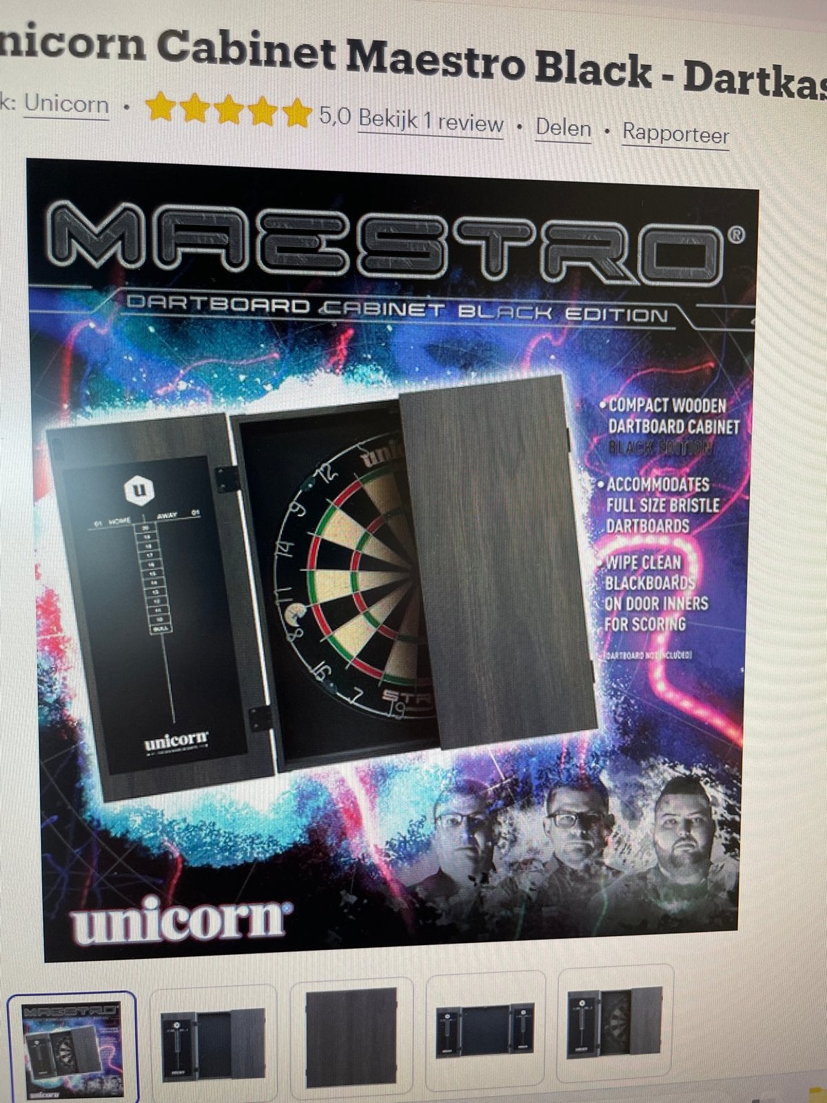 Unicorn Maestro Dartkast Zwart - Nieuw in verpakking, Ophalen, Nieuw, Overige typen