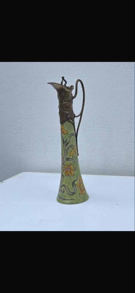 Art Nouveau kan met bloemmotief, Antiek en Kunst, Antiek | Vazen, Ophalen of Verzenden