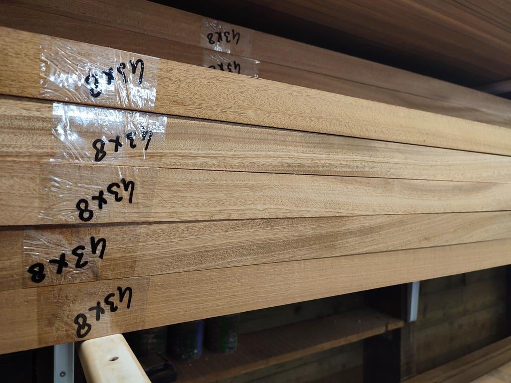 Mahonie hardhouten latten div. lengtes, Doe-het-zelf en Verbouw, Hout en Planken, Minder dan 25 mm, Nieuw, Ophalen of Verzenden