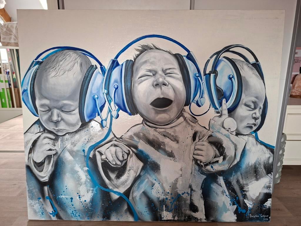 Schilderij van Marjolein Caljouw - Muziek, Koptelefoon, Ophalen