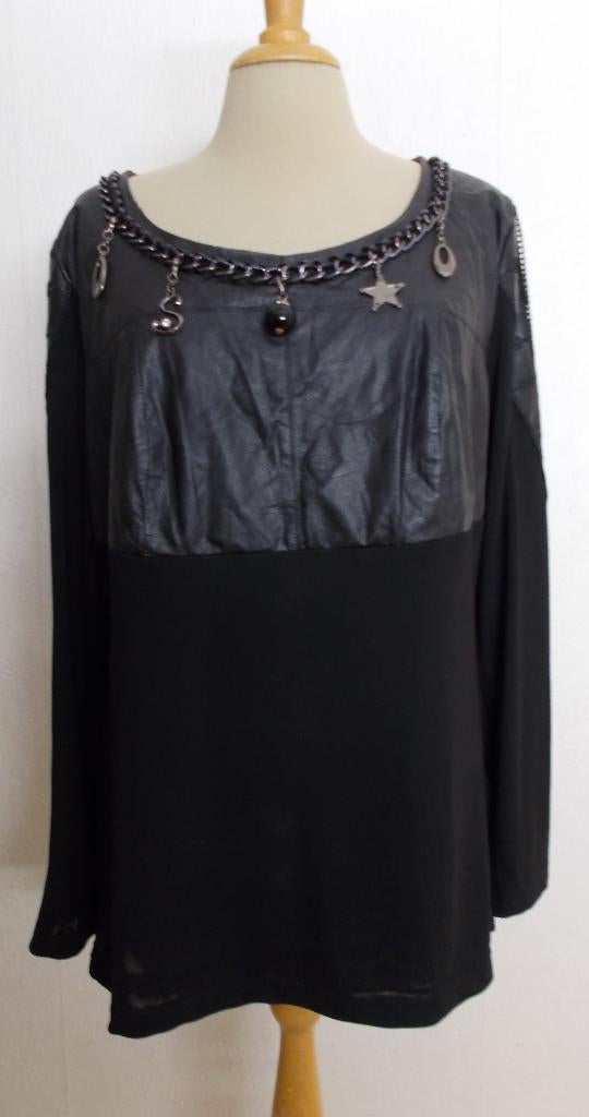Stoere zwarte top met bedels van Amy Vermont! 44, Kleding | Dames, Zwart, Maat 42/44 (L), Ophalen of Verzenden, Zo goed als nieuw