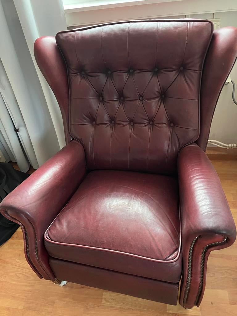 Chesterfield Relax Stoel - Klassiek Comfort, Huis en Inrichting, Fauteuils, Ophalen, Gebruikt, Leer, 75 tot 100 cm