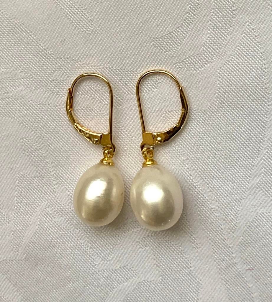 Elegante Druppelvormige Zuidzee parel oorbellen 14K, Sieraden, Tassen en Uiterlijk, Hangers, Wit, Nieuw, Ophalen of Verzenden