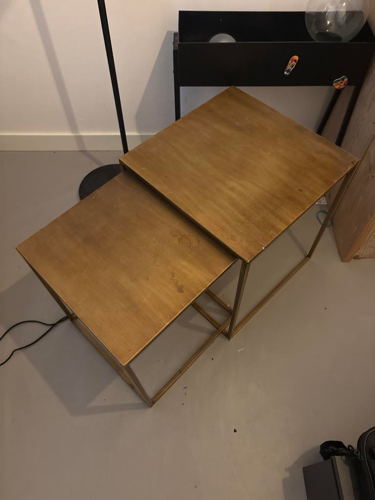 Metalen bijzettafel set - Gebruikt, perfect voor DIY, Ophalen, Minder dan 55 cm, Gebruikt, Metaal of Aluminium