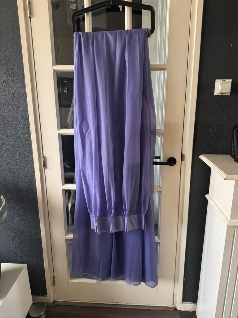 Paarse vitrages 2 stuks, Overige kleuren, 200 cm of meer, Ophalen of Verzenden, Zo goed als nieuw