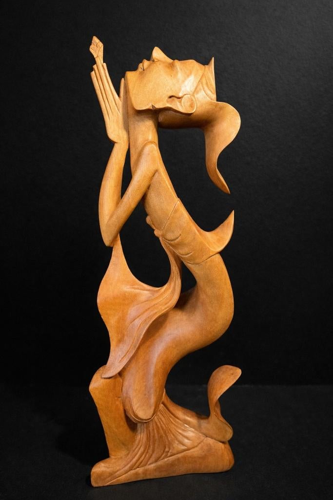 Balinees houtsnijwerk 41cm art deco, Antiek en Kunst, Kunst | Beelden en Houtsnijwerken, Ophalen of Verzenden