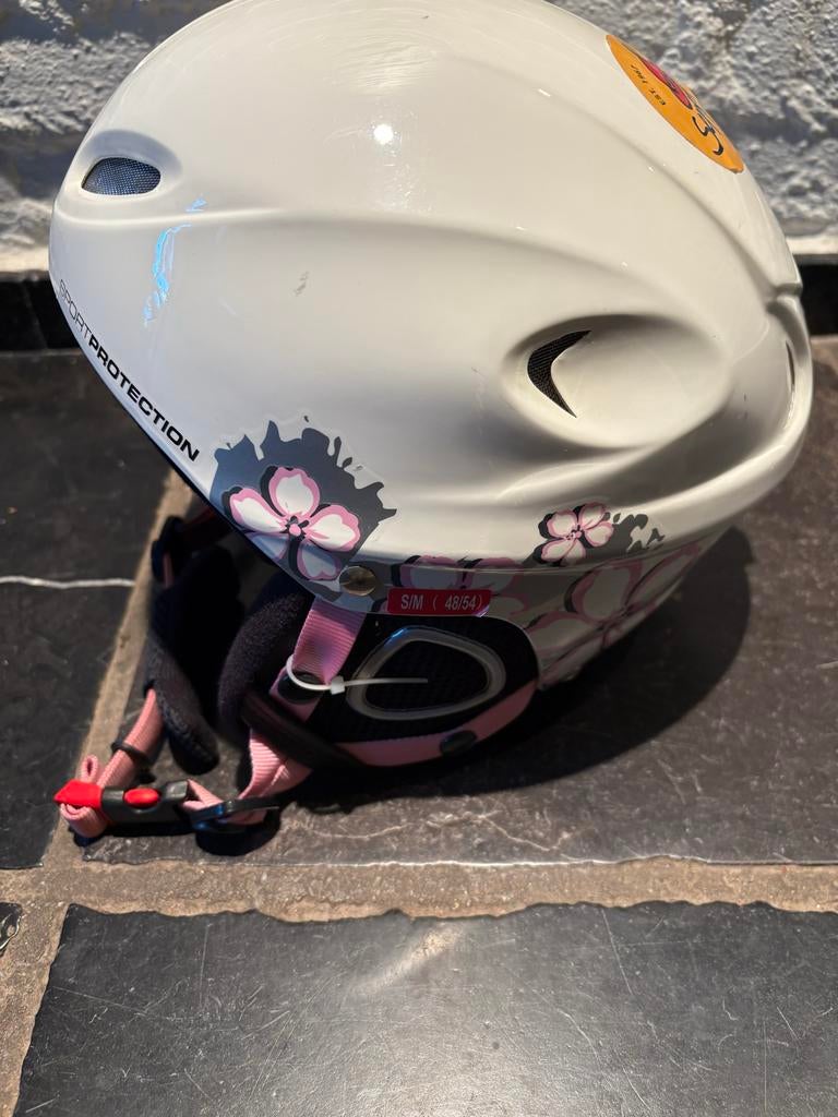 Skihelm dames - wit met roze accenten, Overige merken, Overige typen, Ophalen of Verzenden, Zo goed als nieuw