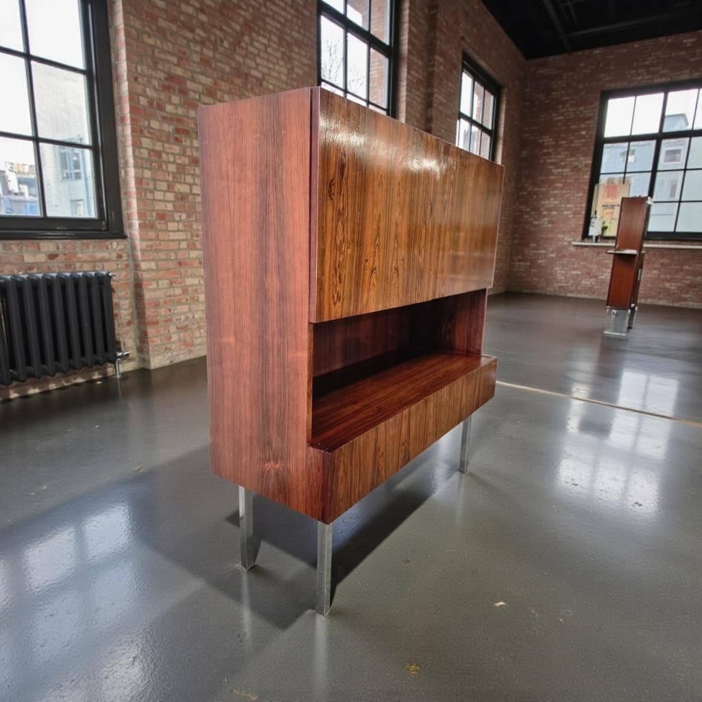 Vintage palissander kast / barkast / wandmeubel, Ophalen, Gebruikt, 50 tot 70 cm, 105 cm of meer