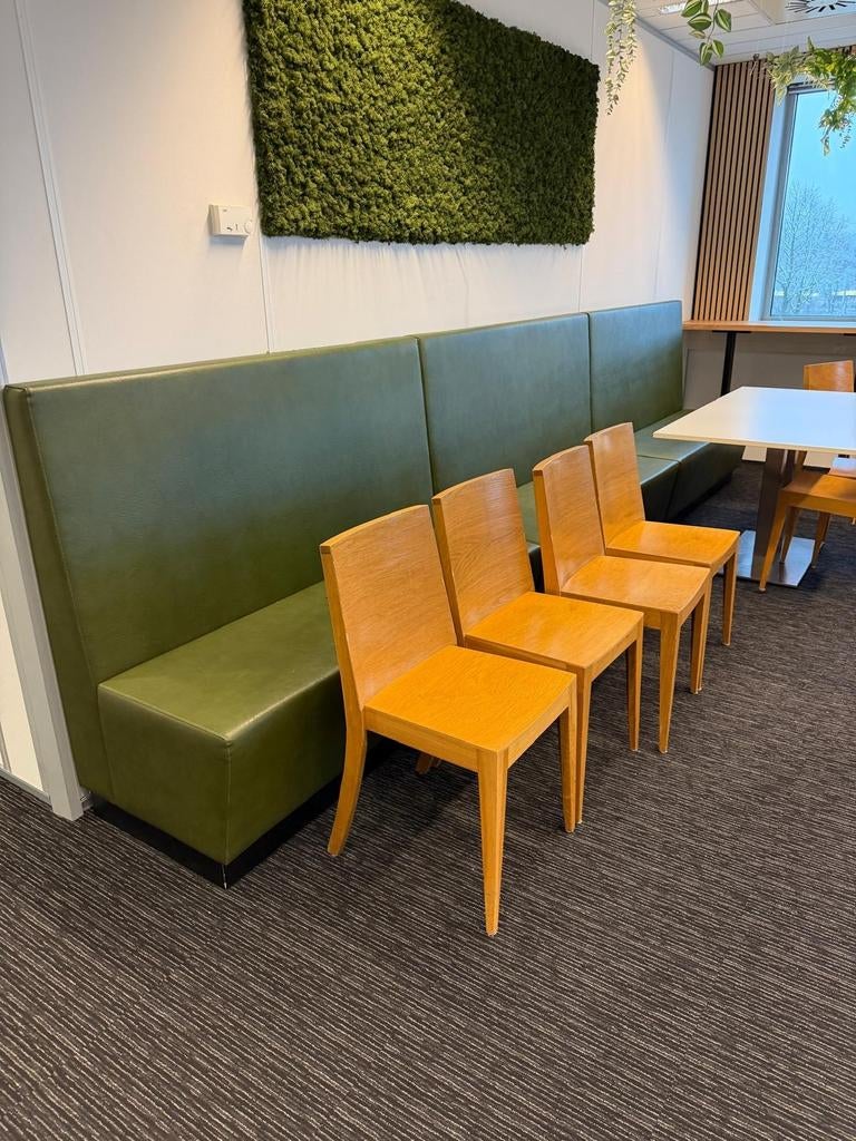 2x treinbank (olijf) groen los te koop of als partij (160cm, Ophalen, 150 tot 200 cm, Zo goed als nieuw, Vst